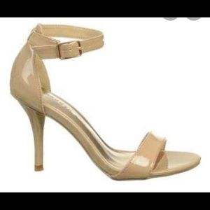 Patent leather ankle strap heels